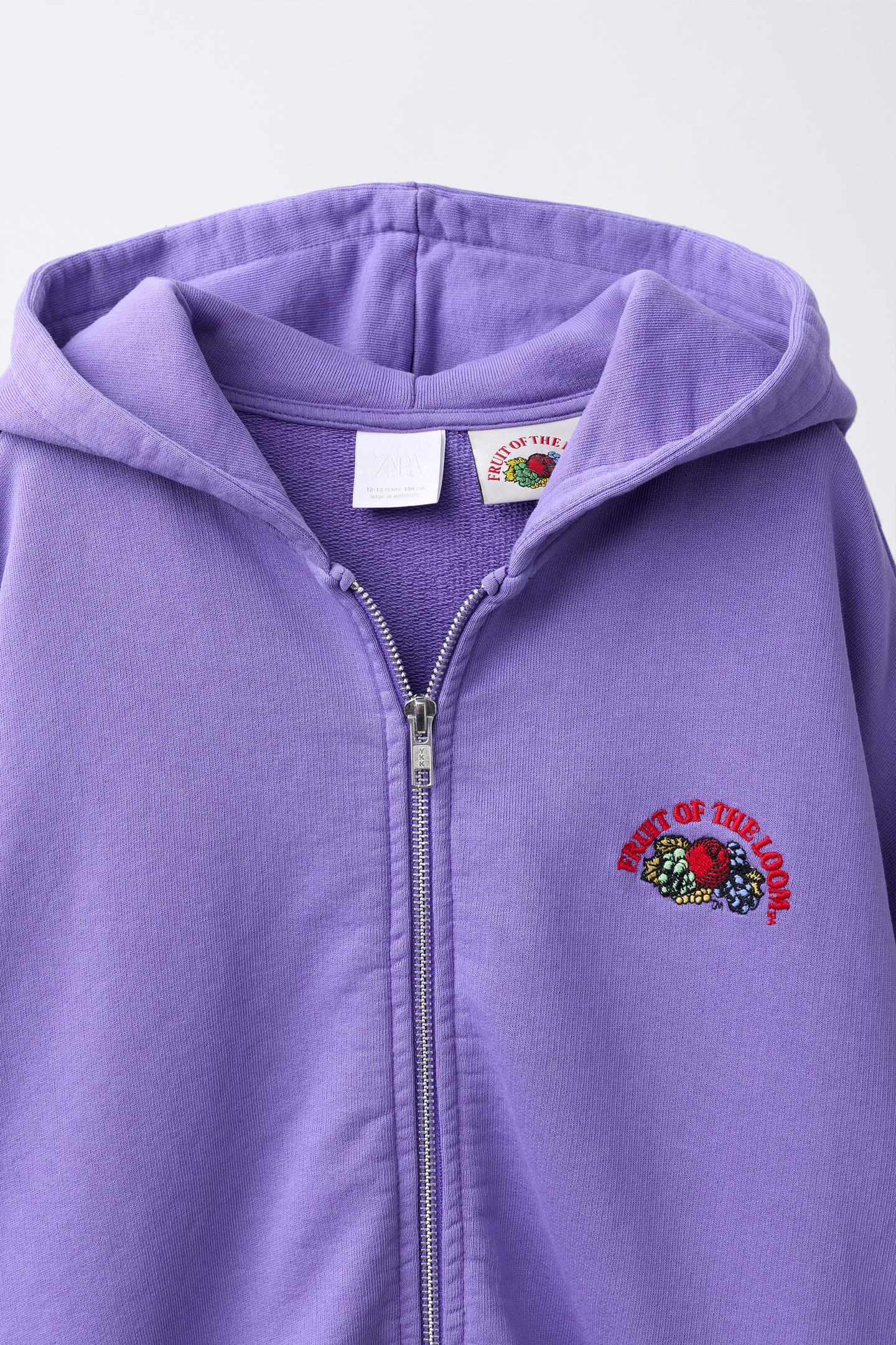 Детское худи Zara Fruit OF the Loom™ Logo Zip-Up, цвет: Фиолетовый — фото 3