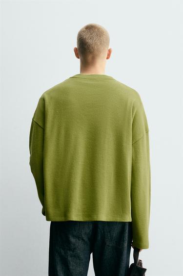 COTTON/LINEN SWEATSHIRT - Pistachio by Zara - Image 2