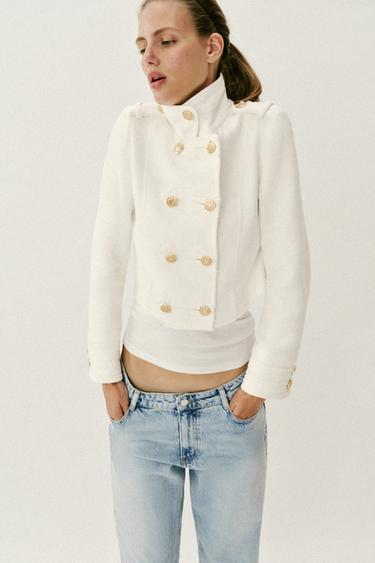 GOLD BUTTON DOUBLE-BREASTED JACKET - Ecru by Zara