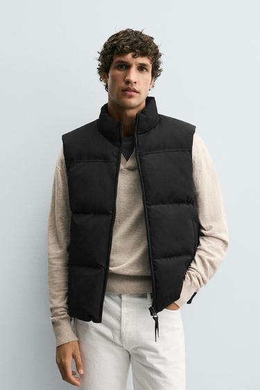 REGULAR FIT PADDED GILET - Black by Zara