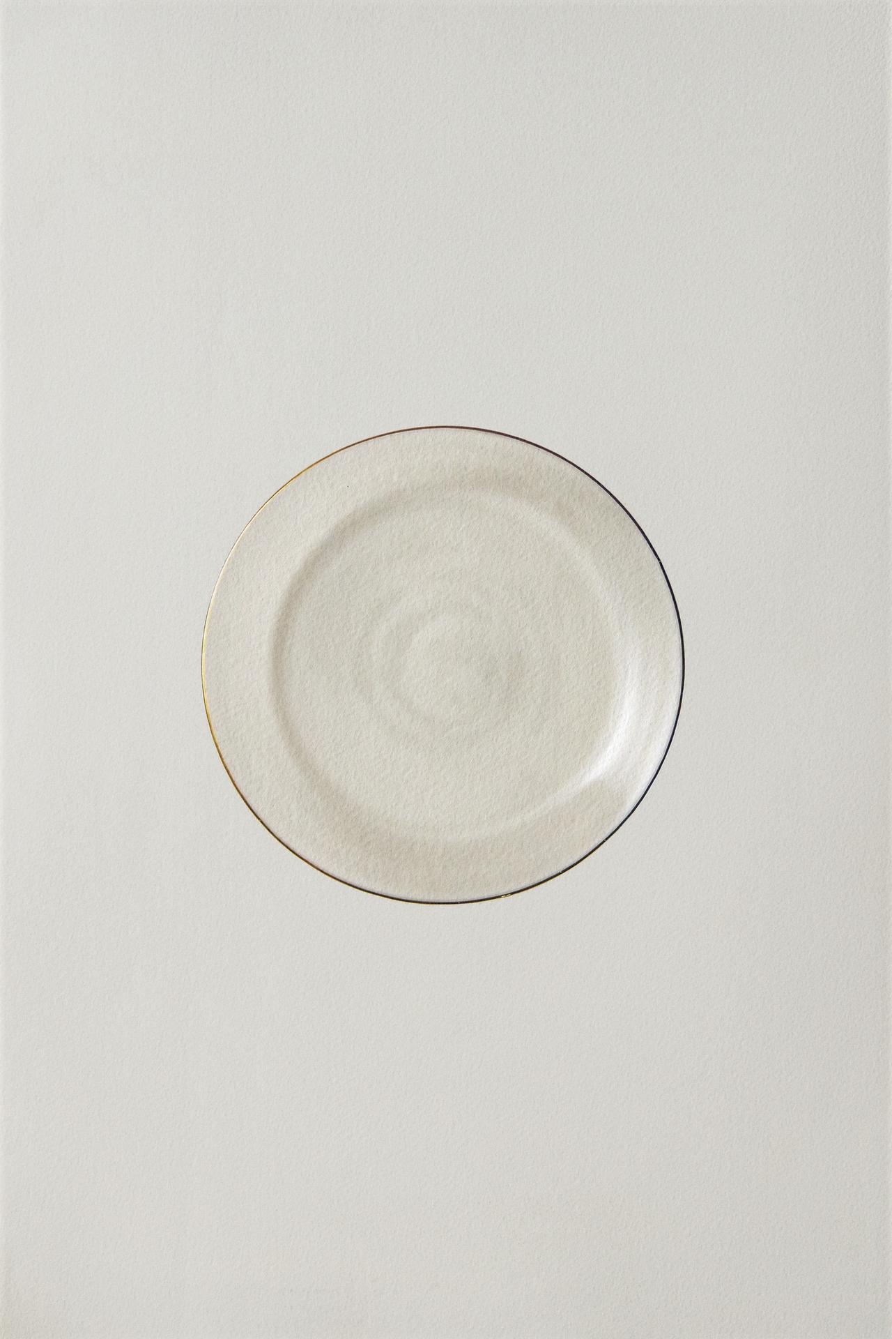 BOROSILICATE GLASS SIDE PLATE WITH RIM — Gold