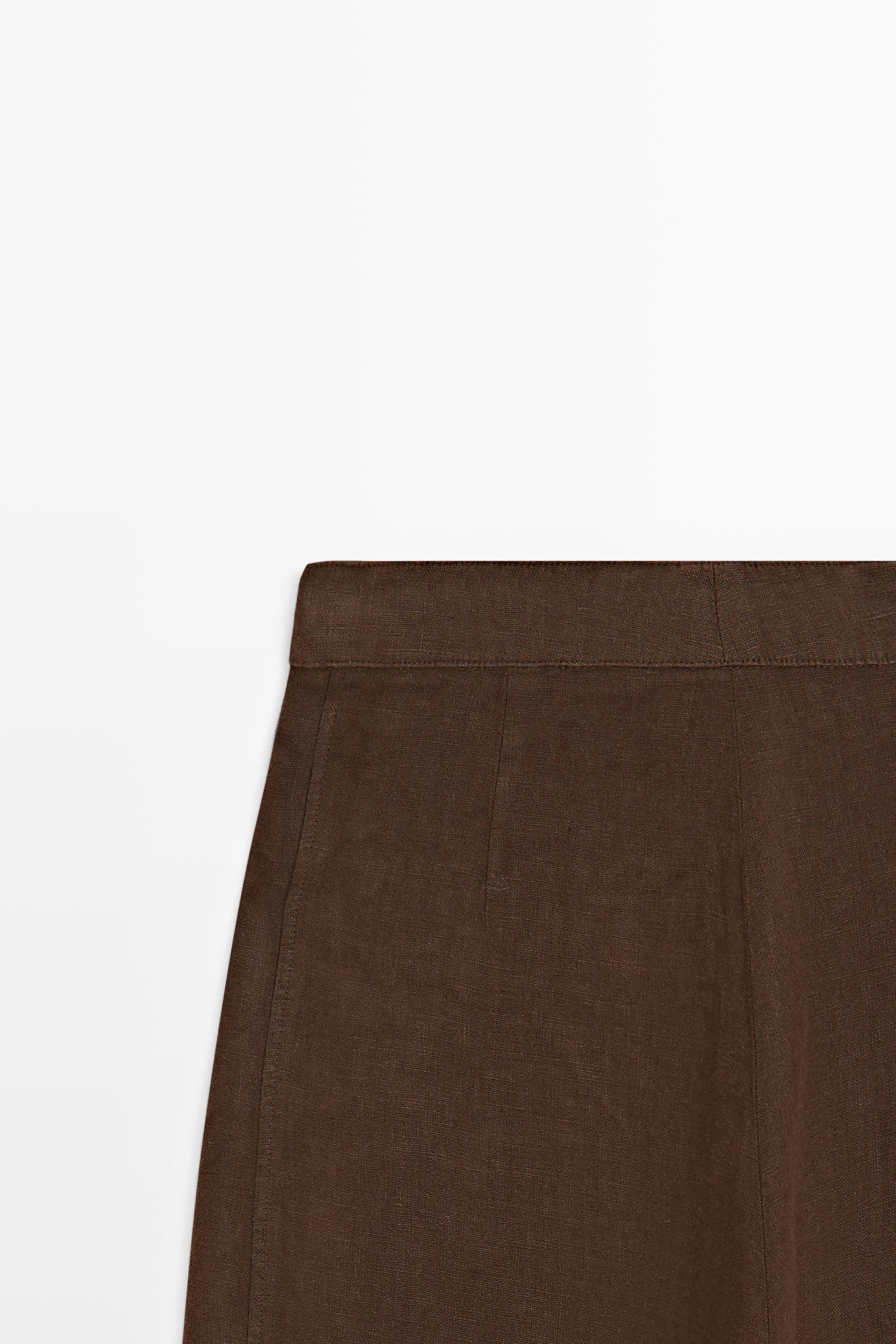 100% linen wide-leg pleated trousers