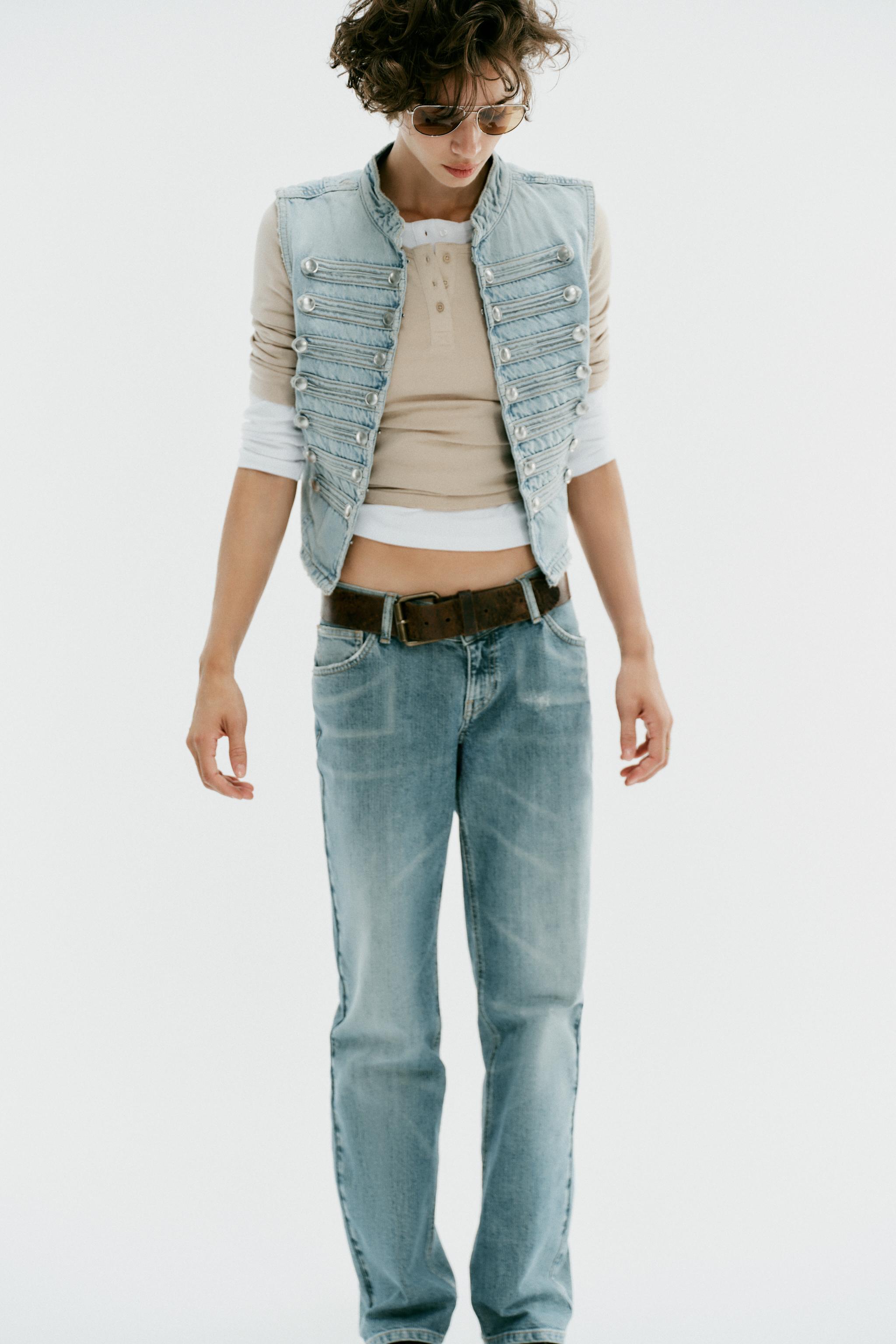 Zara TRF DÜĞMELİ DENIM YELEK görsel 5
