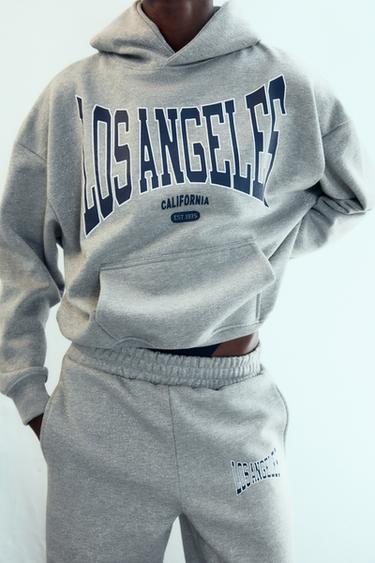 SHINY SLOGAN HOODIE - Grey marl by Zara