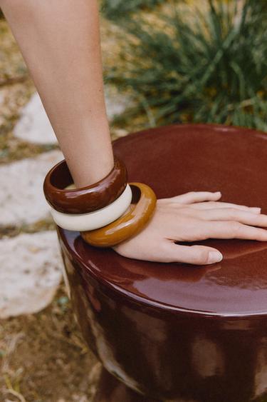 Zara 3-PACK OF WOOD AND RESIN BRACELETS - Multicolored