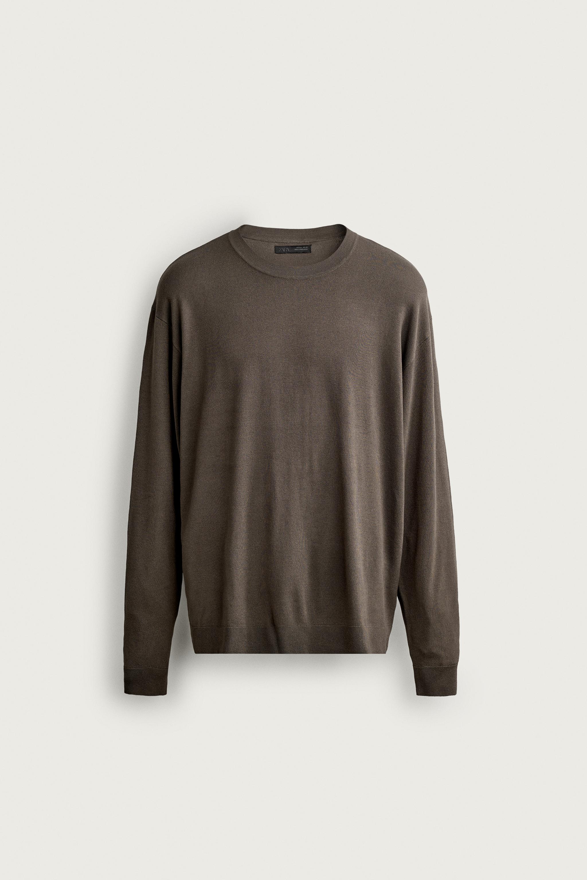 BASIC REGULAR FIT SWEATER — Dark brown