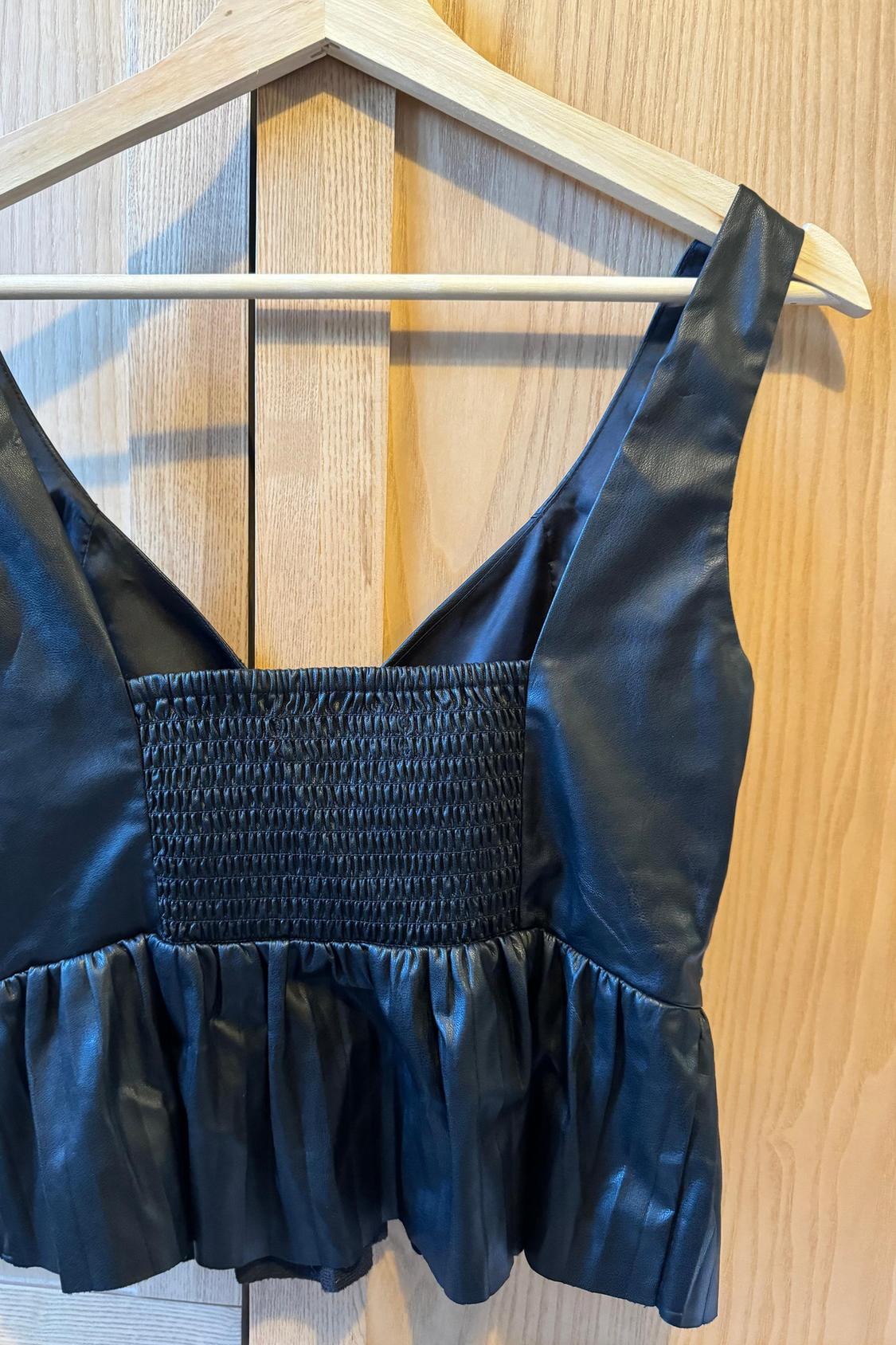 FAUX LEATHER PEPLUM TOP - Image 3
