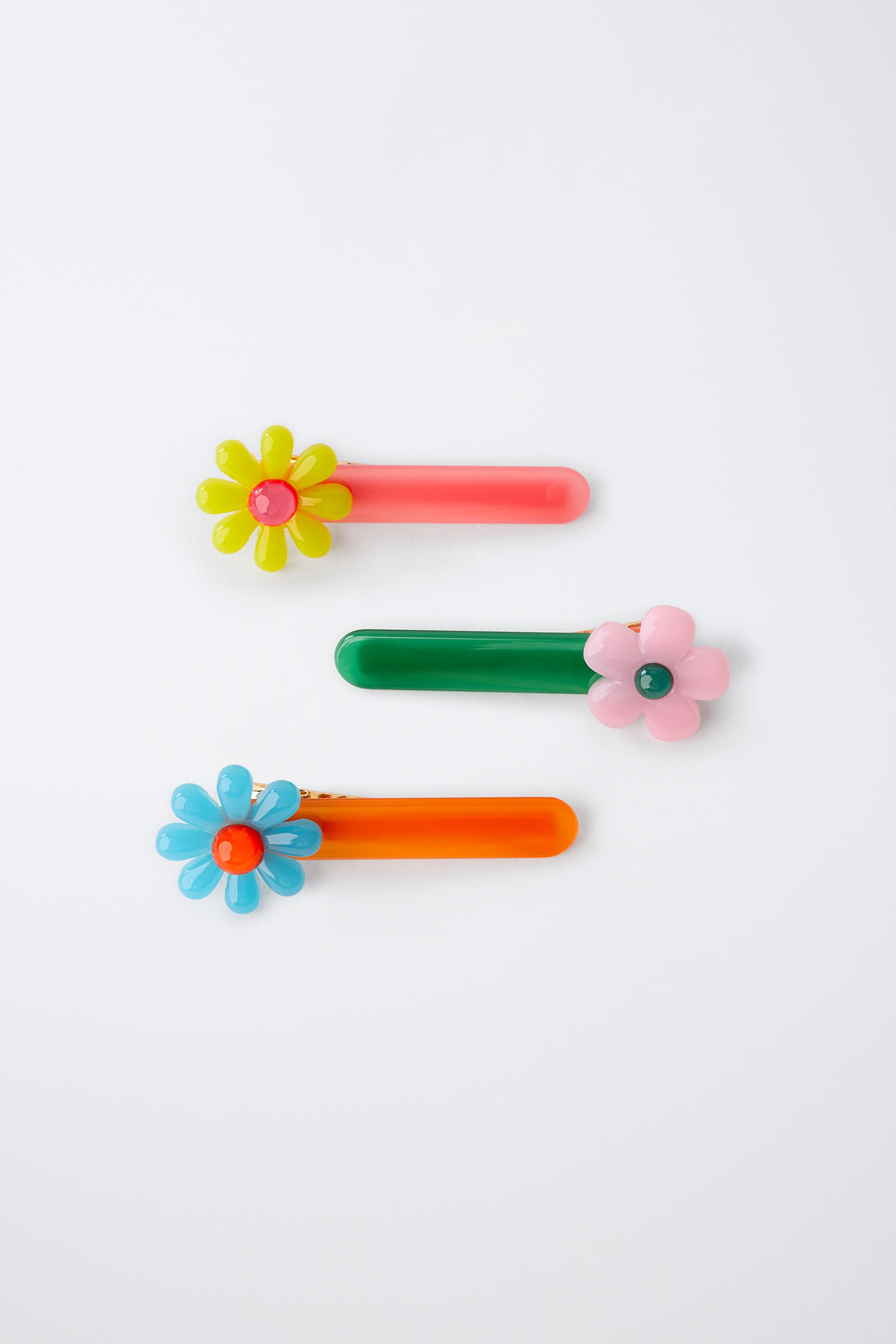 PACK OF THREE FLORAL HAIR CLIPS