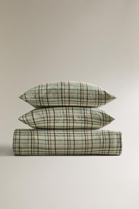 LINEN AND COTTON CHECK BEDDING ZARA United States