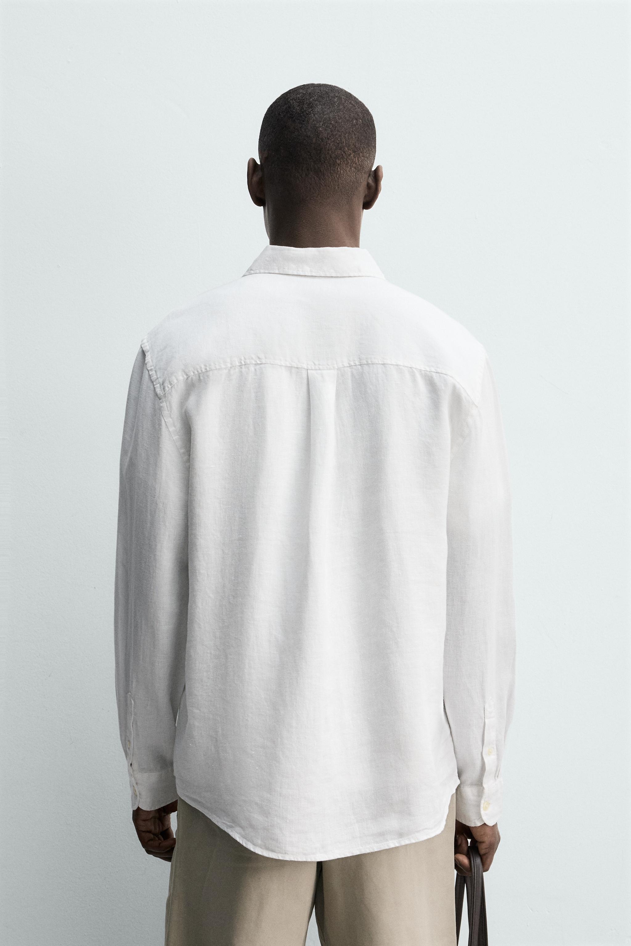 Zara %100 KETEN REGULAR FIT GÖMLEK görsel 3