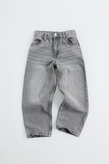 DENIM BAGGY RELAXED - رمادي by Zara