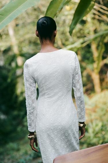 ROBE MIDI CROCHET - Blanc de Zara - Image 3