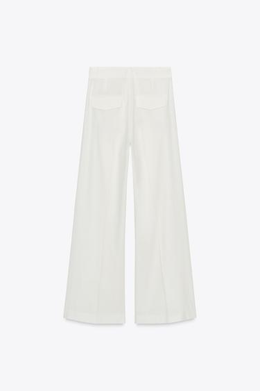PLEATED TROUSERS WITH FLAPS - Oyster-white by Zara - Image 4