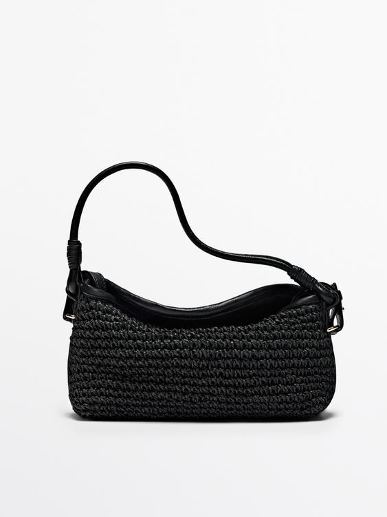 Woven paper mini satchel bag