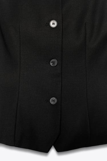 ZW COLLECTION FITTED WAISTCOAT - Black by Zara - Image 3