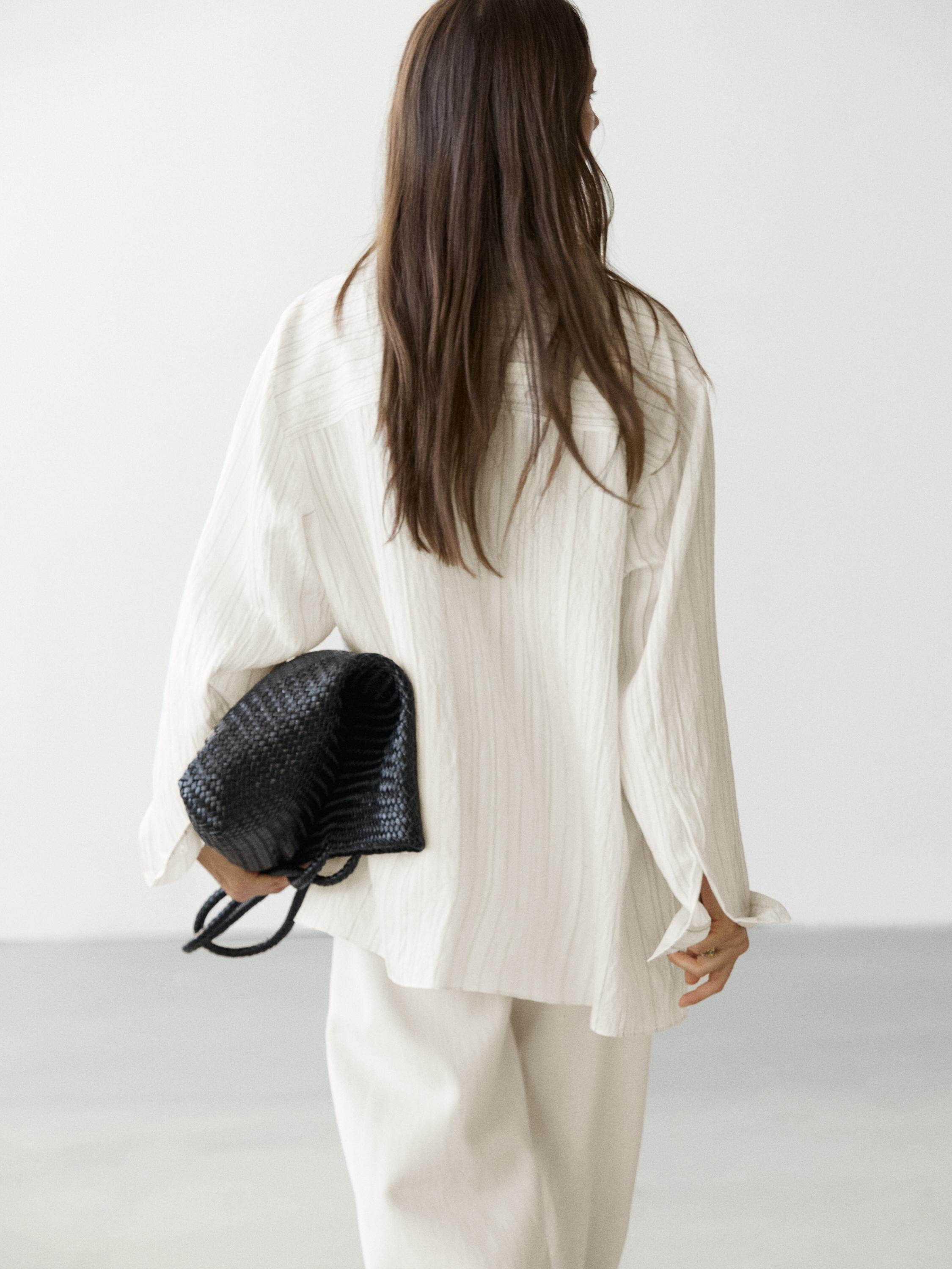 Striped flowing wrap shirt