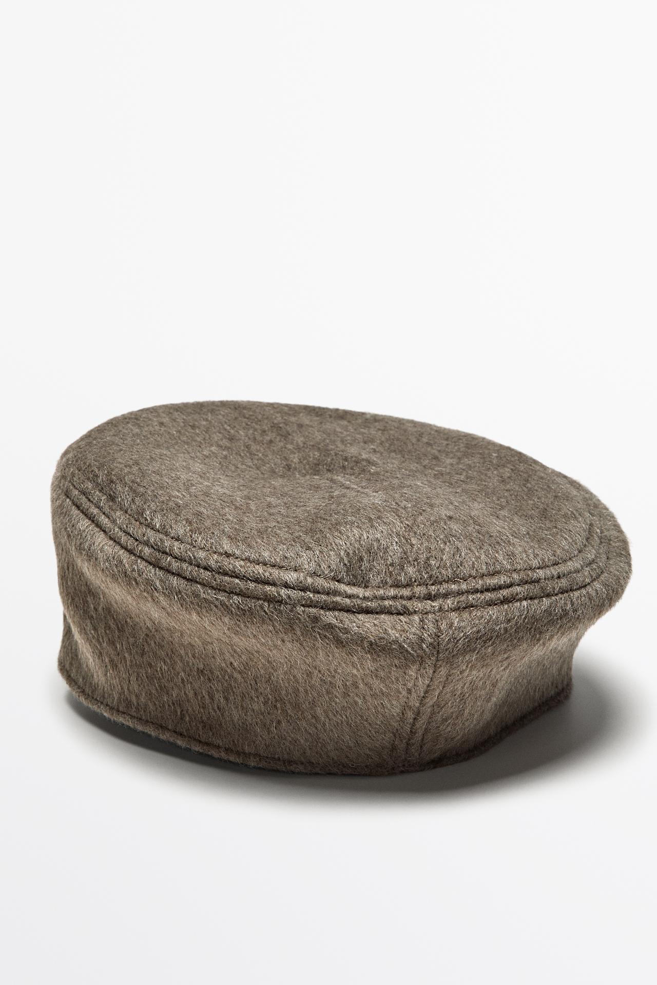 Wool-blend beret — Dark khaki