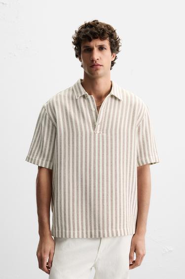 TEXTURED POLO SHIRT - Brown by Zara
