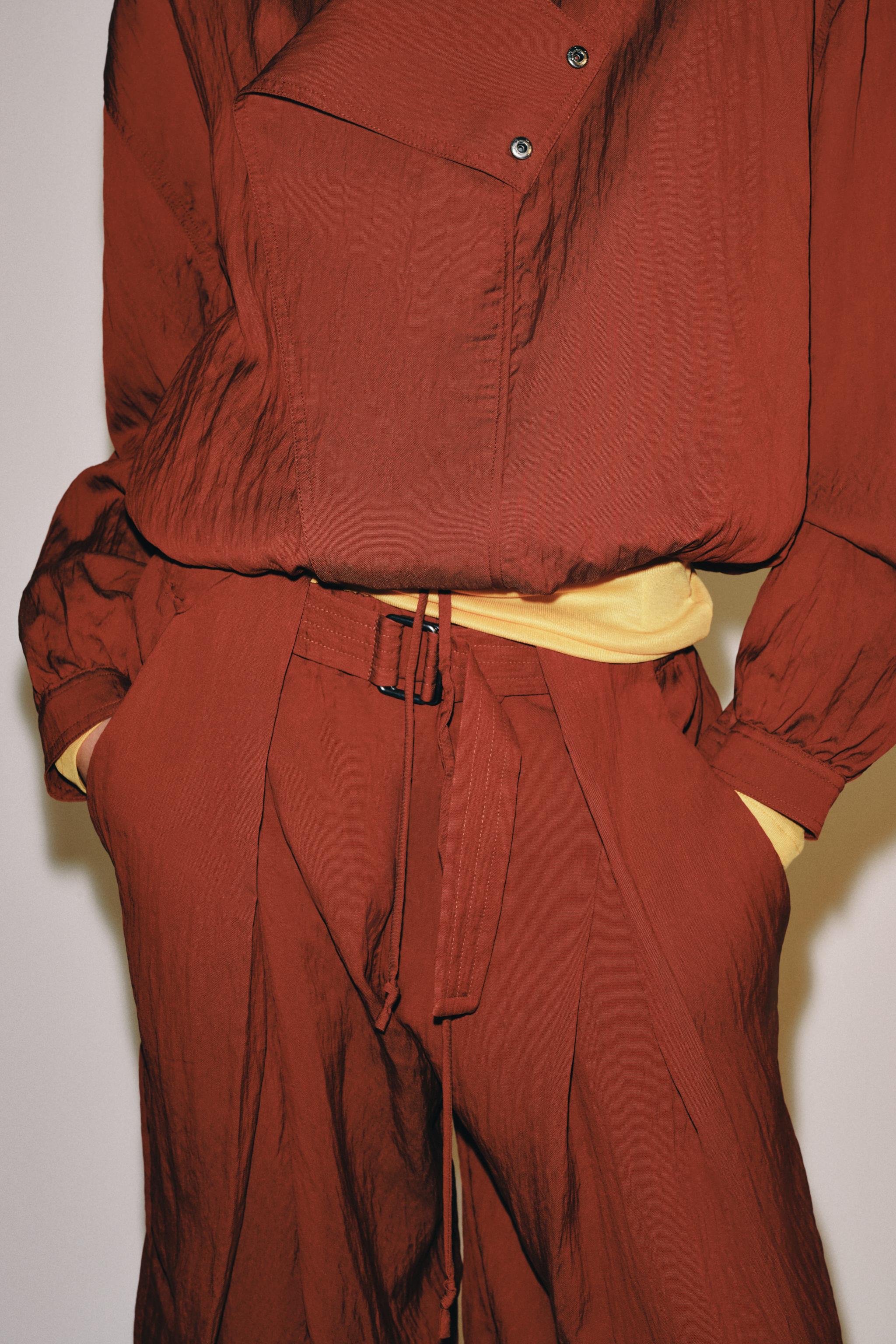 Женские брюки Zara ZW COLLECTION BUCKLE BELT PANTS — фото 7
