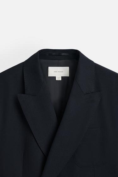 VESTE DE COSTUME CROISÉE 100 % LAINE - Bleu marine foncé de Zara - Image 9