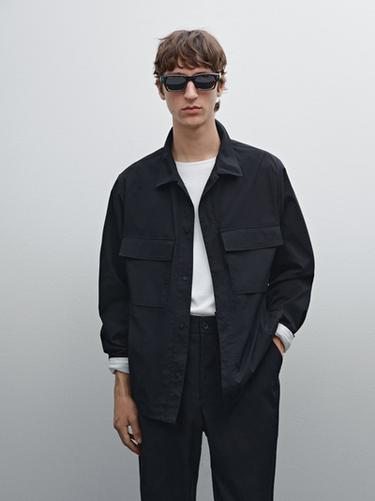 Zara Technical fabric overshirt - Navy blue