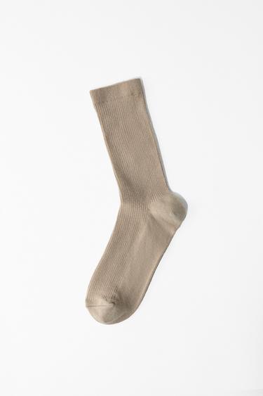 FINE RIBBED SOCKS - Sand by Zara