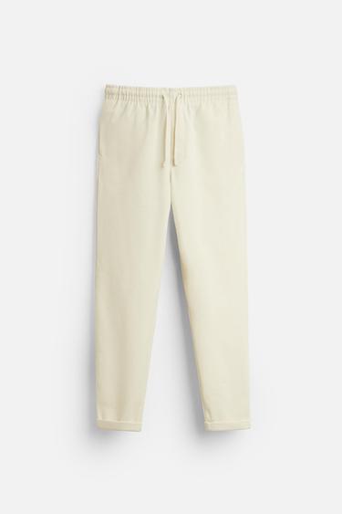 EASY CARE JOGGER WAIST TROUSERS - Ecru by Zara