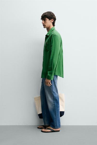 CHEMISE REGULAR FIT LYOCELL - COTON - Vert moyen de Zara - Image 3