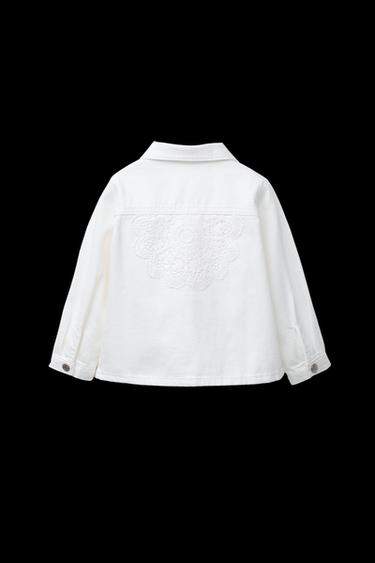 EMBROIDERED TWILL OVERSHIRT - Oyster-white by Zara