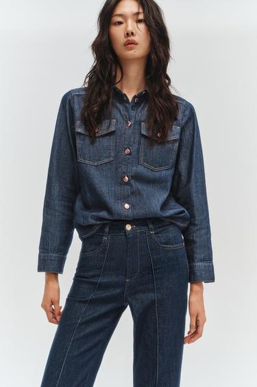 Zara Z1975 系列牛仔襯衫 - 藍色