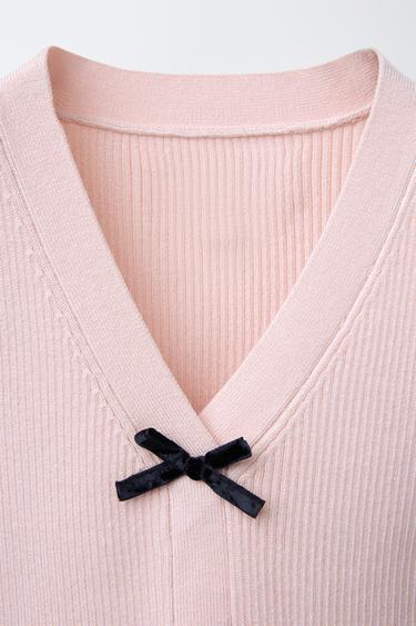 KNIT VEST WITH BOWS - Pale pink by Zara - Image 2