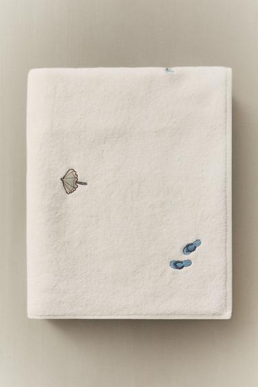 BADEHANDTUCH MIT STRANDMOTIVEN - Elfenbein farben von Zara
