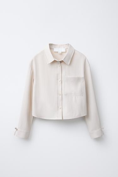 FLIESSENDE BLUSE MIT SCHLEIFEN - Cremefarben von Zara