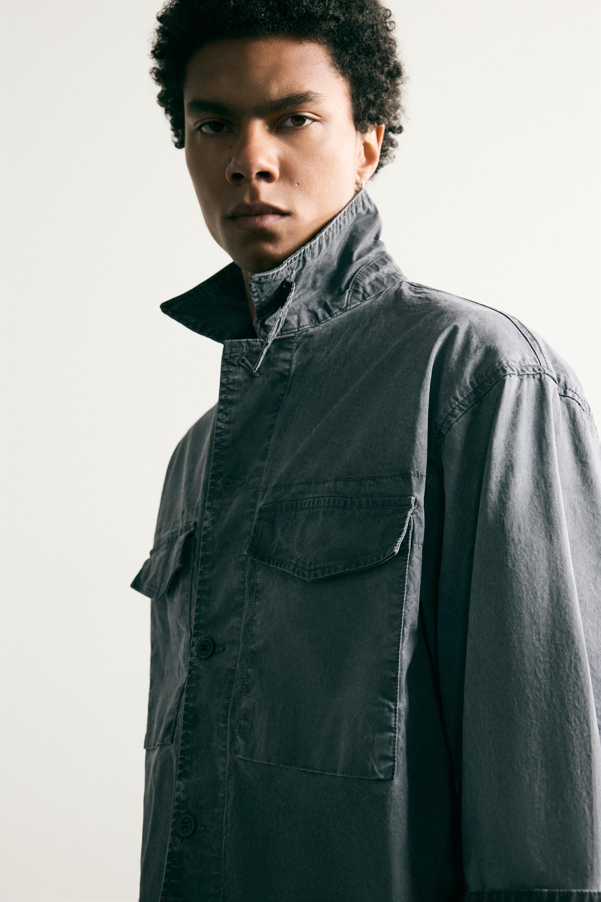 WASHED EFFECT CROPPED JACKET
