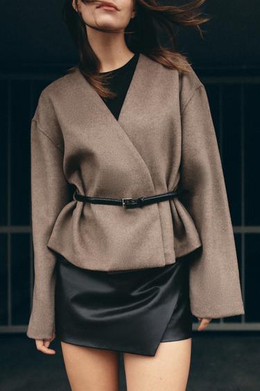 МЯГКАЯ КУРТКА С ПОЯСОМ — СВЕТЛЫЙ РЫЖЕВАТО-КОРИЧНЕВЫЙ от Zara — изображение 0