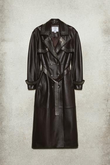 Zara LEATHER STUDDED TRENCH COAT LUDOVIC DE SAINT SERNIN x ZARA - Dark brown