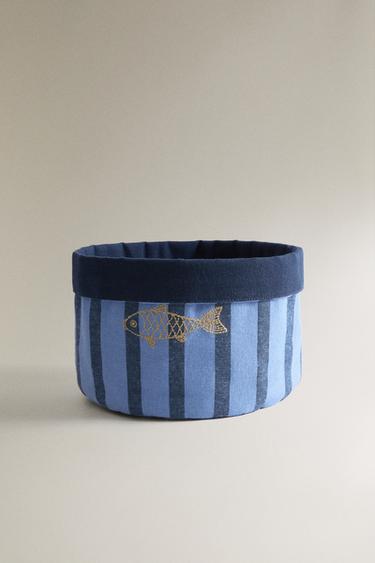 GESTREIFTER BROTKORB MIT FISCHMOTIV - Blau von Zara - Bild 0