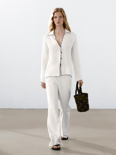 Zara Flowing shirt with contrasting details - White - Image 0