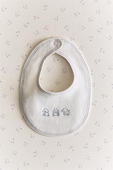 CHILDREN'S VELOUR ELEPHANT BIB - Oyster-white by Zara - Image 5