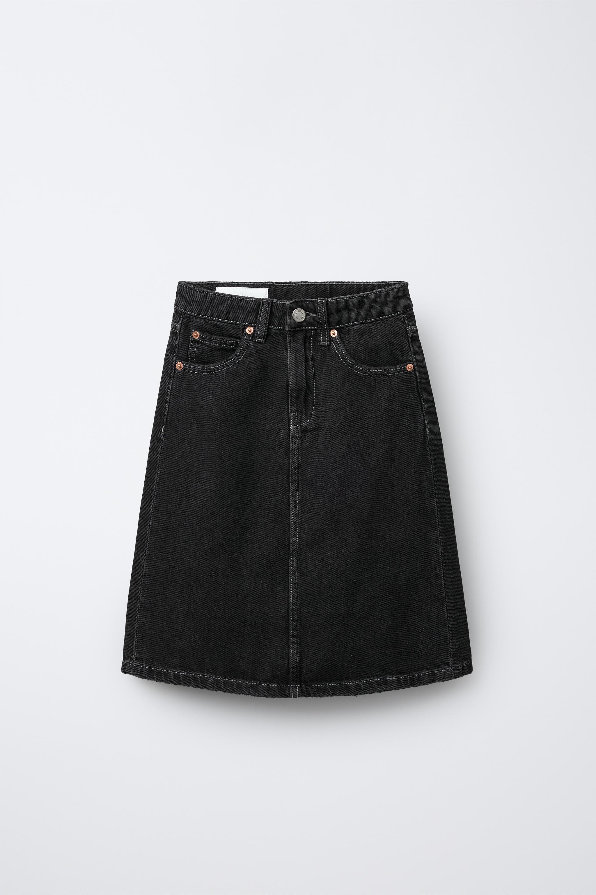 DENIM MIDI SKIRT - Black | ZARA United States