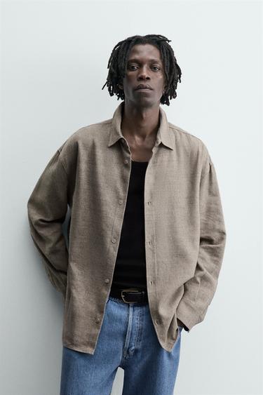 CAMISA RELAXED FIT ESTRUCTURA - Gris de Zara