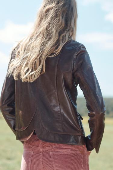 BLAZER COURTE 100% CUIR LIMITED EDITION - Bordeaux de Zara - Image 1