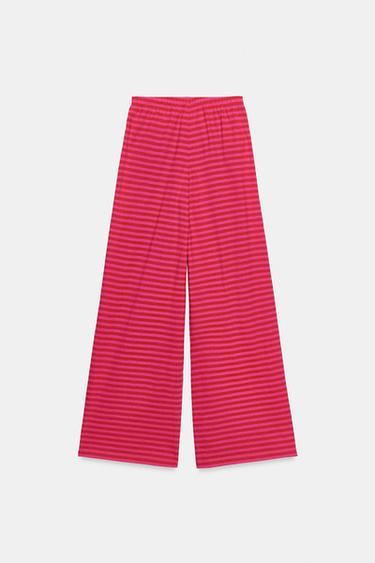 STRIPED COTTON AND LINEN TROUSERS - Pink / Lilac by Zara - Image 5