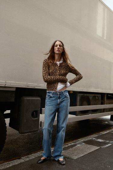 Zara ANIMAL PRINT KNIT CARDIGAN - Black / Brown - Image 0