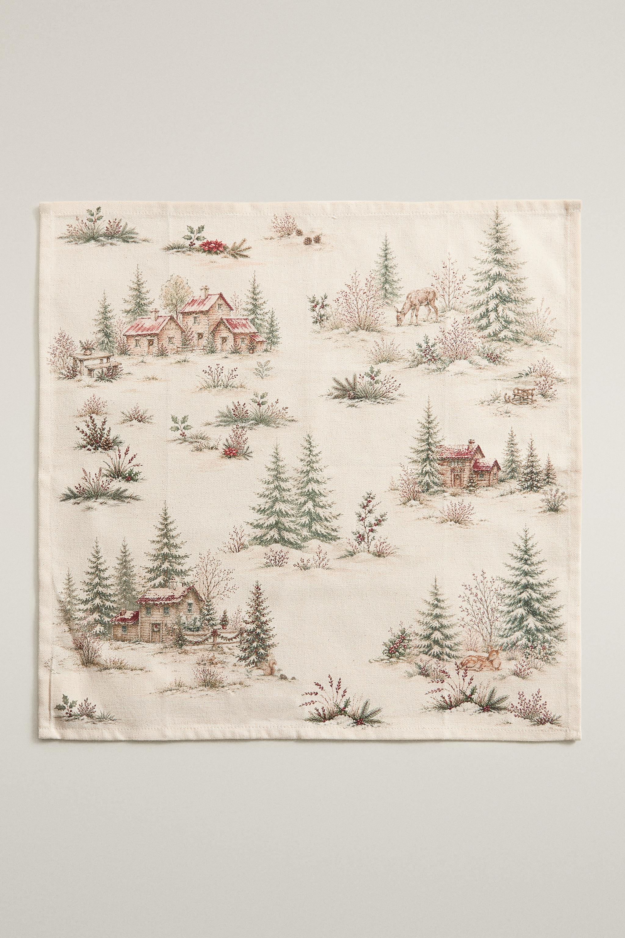 PACK OF CHRISTMAS LANDSCAPE COTTON NAPKINS (PACK OF 2)