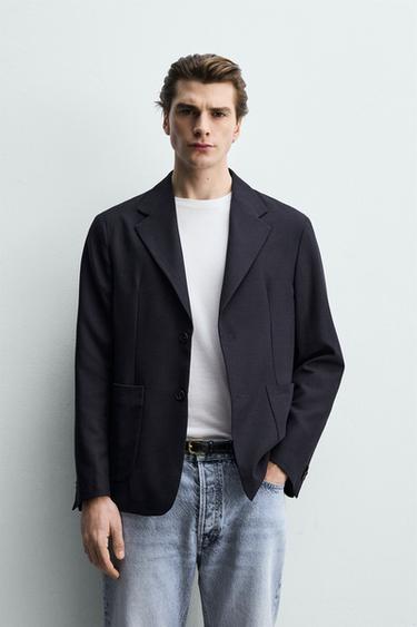 RELAXED FIT TEXTURED BLAZER - Navy blue by Zara