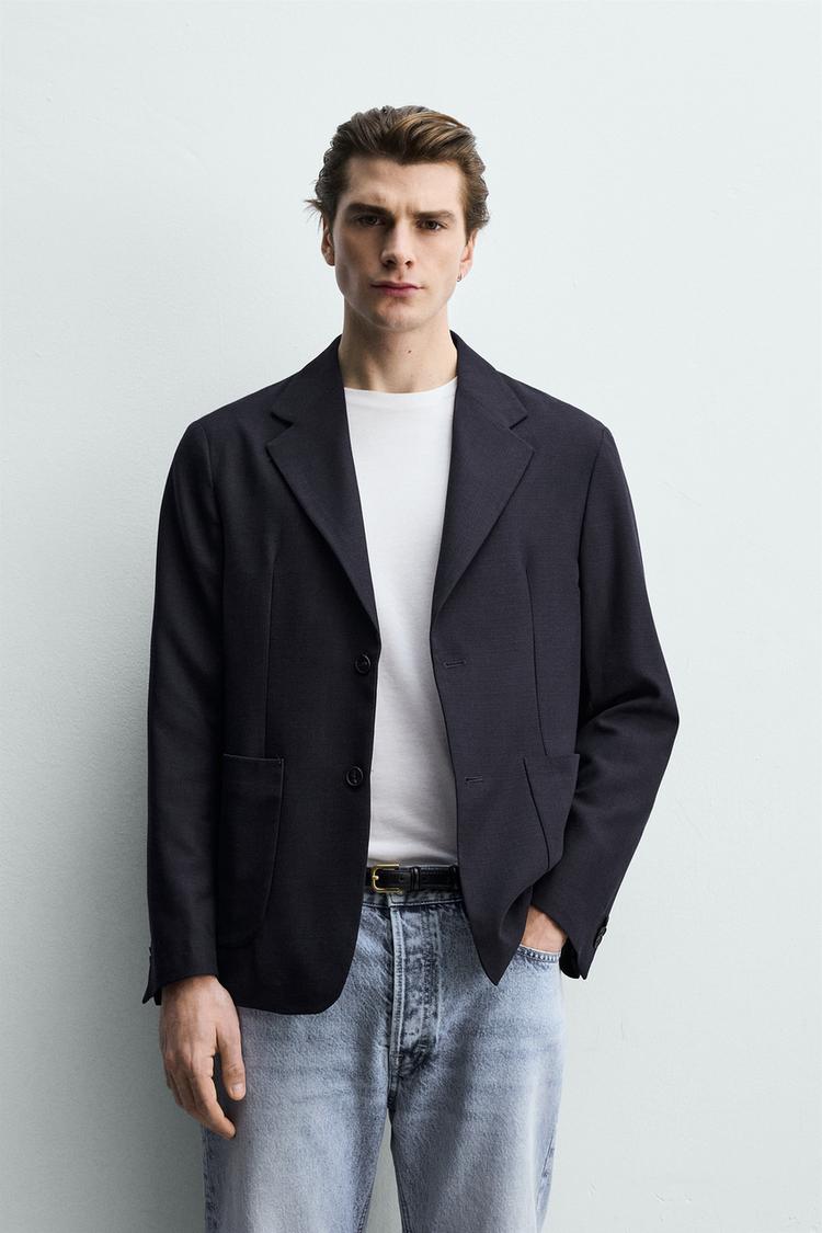 ZARA RELAXED FIT TEXTURED BLAZER