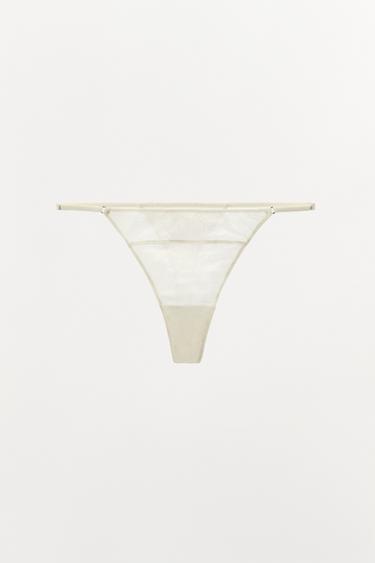 TANGA CON SEDA ESTRUCTURA LIMITED EDITION - Blanco roto de Zara