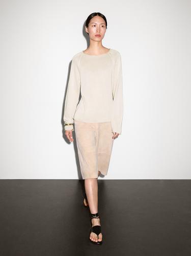 Jersey punto perlado calado - Beige de Zara - Imagen 0