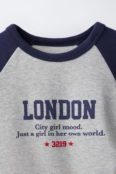 T-SHIRT IMPRIMÉ ET FRONCÉ - Gris chiné de Zara - Image 2